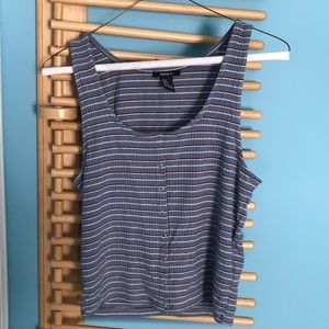 Blue, White, and Red Striped Button Down Tank Top